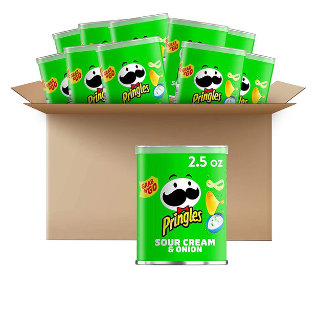 Pringles Potato Crisps Chips Sour Cream & Onion 2.5Oz (12 Count)