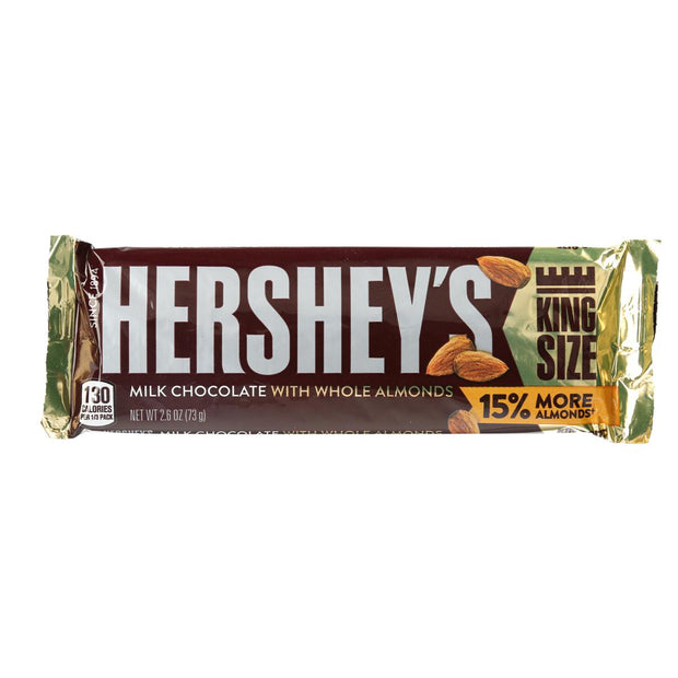 Hersheys King Size Milk Chocolate Bar With Almonds 2.6 Oz